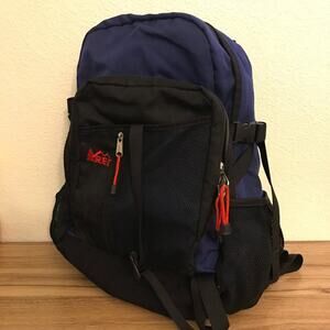Vintage REI Blue Black Backpack Day Pack with Knapsack Attachment